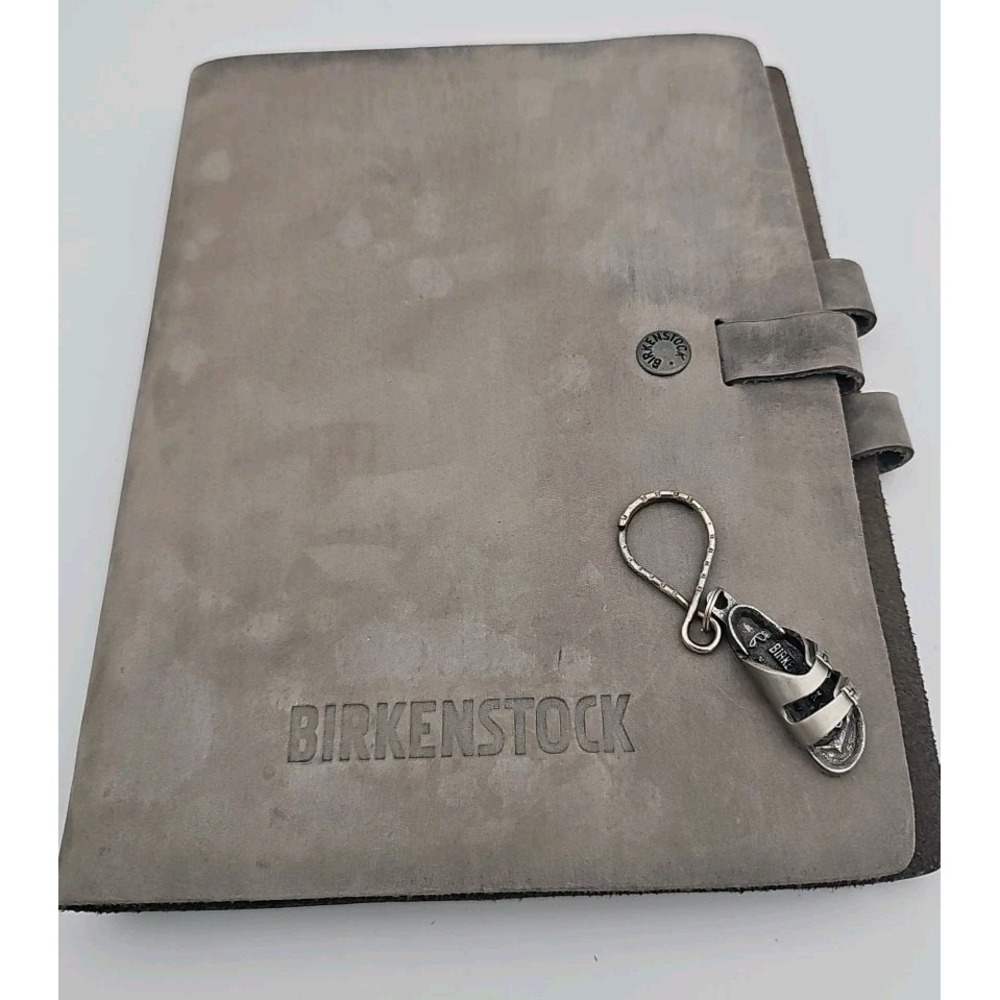 Birkenstock Grey Leather Refillable Journal Planner 9.5x7 With Keychain Set